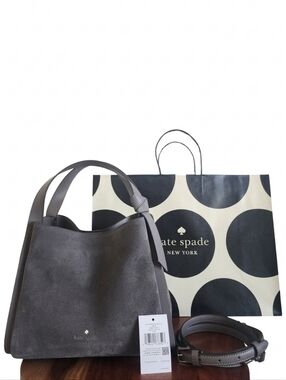 NWT Kate Spade Knott Suede Convertible Carryall - Hare Grey Multi
